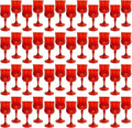 Plastic Wine Glasses，Plastic Goblets Vintage Style Cordial Drinking Glasses for Wedding Reception, Christmas Grand Event Party Supplies (48, Red)