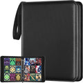 9 Pocket Card Binder, 900 Double Sided Pockets, PU Collection Binder for MTG, TCG, Sports Cards, Black (Black)
