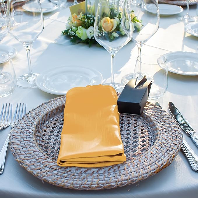 ANECO 12 Pieces Satin Napkins Soft Dinner Napkins Square Table Napkins 17 x 17 Inches for Restaurant Weddings Party Dinner Decoration (Gold)