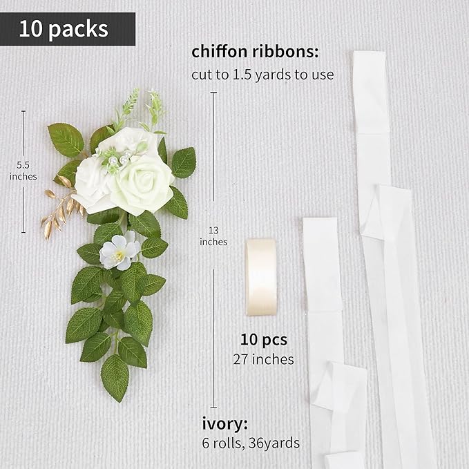 10 Wedding Aisle Decorations for Wedding Ceremony White Wedding Chair Decorations Flowers for Wedding Aisle Decor Church Pew Decorations