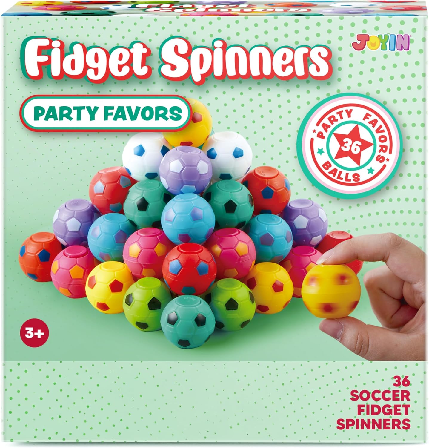 JOYIN 36 Pack Soccer Fidget Spinners for Kids, Goodie Bag Stuffers for Birthday Party, Soccer Party Favors, Fidget Toys Bulk, Stress Balls, Treasure Box for Classroom