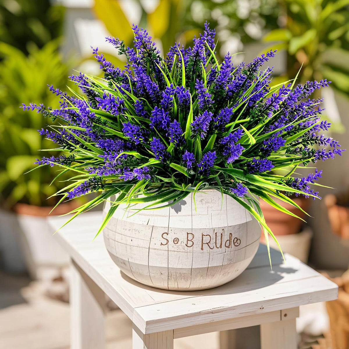 48 bundles artificial lavender flowers outdoor uv resistant showing dimensions