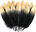 Larryhot Dipped Gold & Black Goose Feathers for Crafts - 6-8 inch 60 pcs Natural Feathers for Wedding Party Decorations,DIY Crafts and Clothing Accessories (Gold & Black)