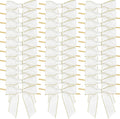 AIMUDI White Bows 3.5" Satin Twist Tie Bows Premade Ribbon Bows with Gold Edge Pretied Bows for Treat Bags, Cake Pop, Crafts, Wedding Favors, Gift Wrapping, Baby Shower, Apple Candy- 50 Counts