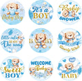 Clabby 504 Pieces Boy Girl Baby Shower Favors Stickers Mini Kisses Candy Stickers Chocolate Drop Labels Wrappers Little Cutie Baby Shower Decoration for Sprinkle Birthday Party(Blue Bear)