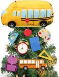 Shappy Back to School Tree Topper Decoration 10'' Yellow Plush Bus Decoration Teacher Appreciation Ornaments for First Day of School Party Supplies Driver Gift