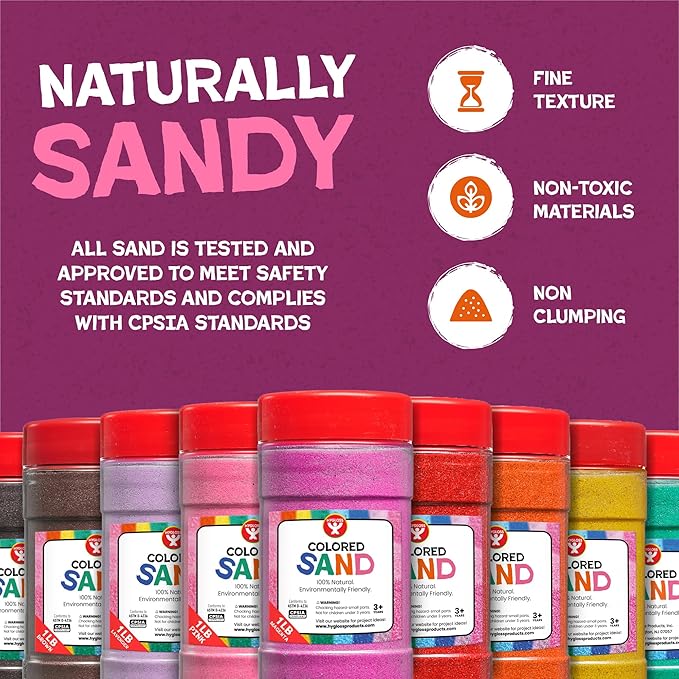 Hygloss Colored Sand for Crafts - 1 lb Bottle, Red and Green - Vibrant Colorful Fine Sensory Play Sand Art Kits for Kids - Classroom Activities for Children 3 4 5 6 7 8 9 10 11 12 - Safe for Ages 3+