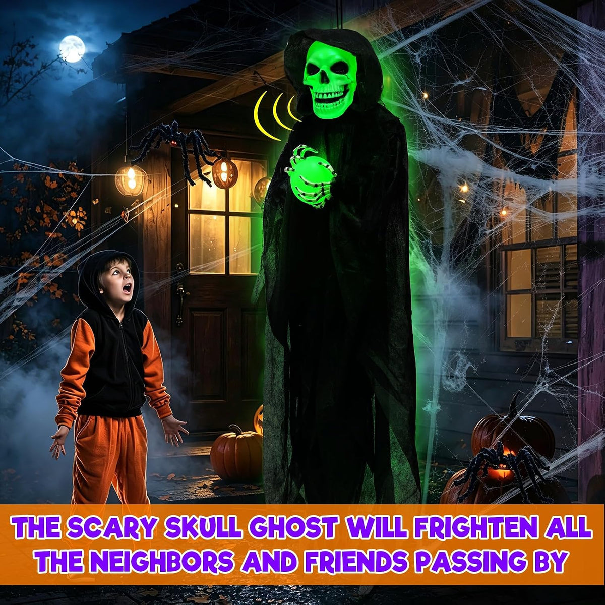 65" Halloween Animatronic Grim Reaper Decorations Outdoor