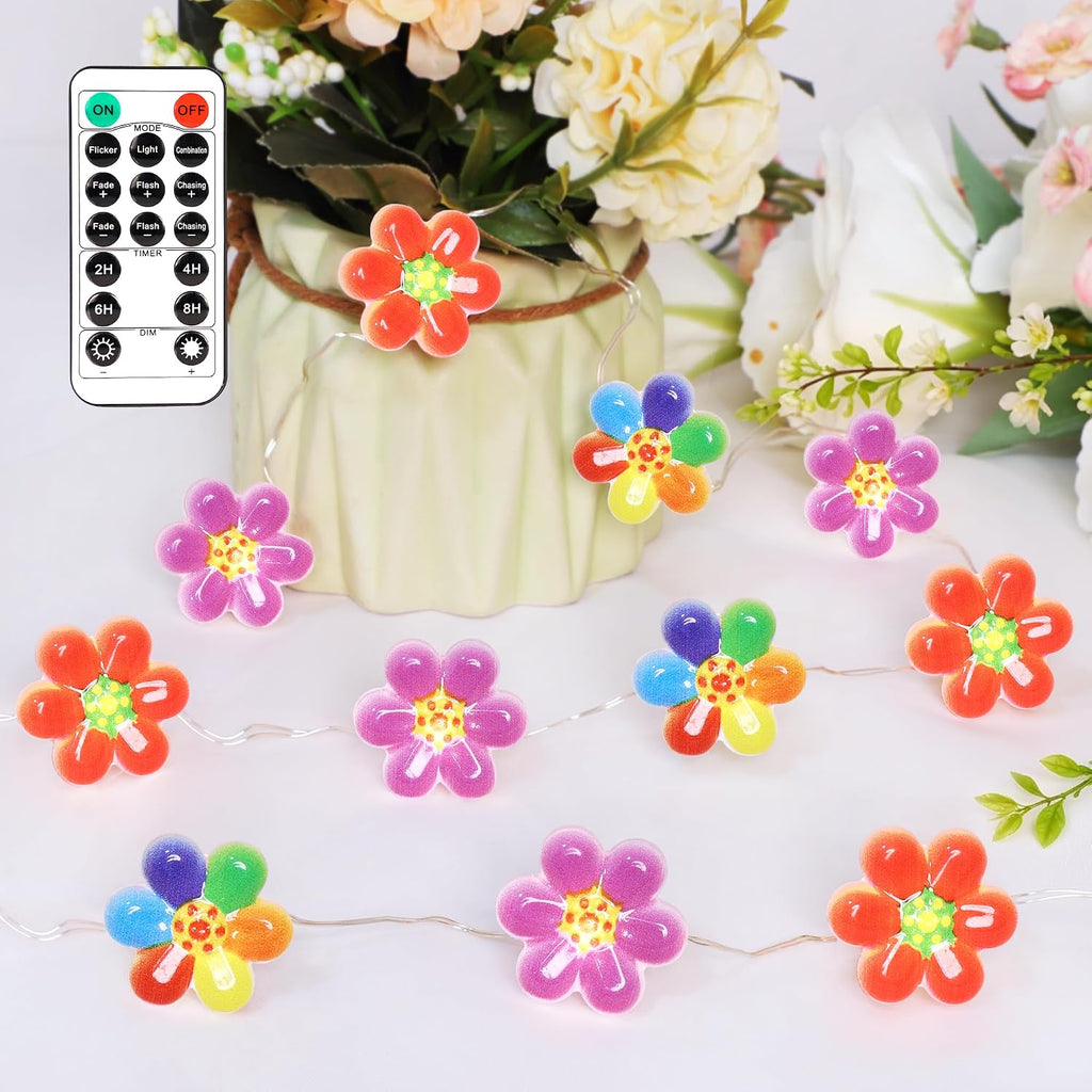 Impress Life Flower Lights 10FT 30LEDs, Floral String Lights with Remote & Timer, Battery Operated & USB Powered Fairy String Lights for Indoor Outdoor Garden Decor Bedroom Wedding Party Decoration