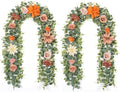 Waipfaru 2Pcs Fall Garland Decor, 6.07Ft Eucalyptus Flower for Table, Fall Floral With Terracotta Flowers for Wedding Arch Backdrop Wall Thanksgiving Decorations (Terracotta)