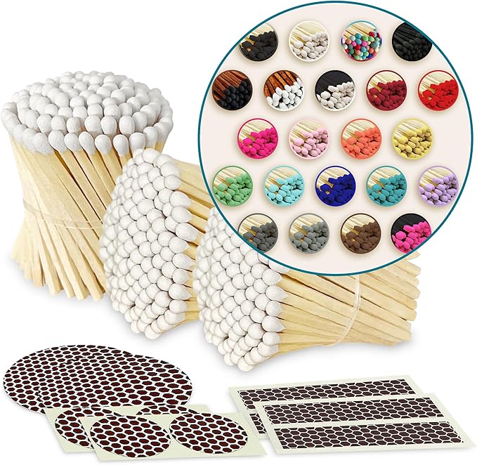 2" Choose Your Colors Safety Matches | Set of 300+ Bulk Artisan Matchsticks with Striker Stickers by Thankful Greetings | Select 3 Colors - 100+ of Each | Custom for Your Home Decor, Gifts, & Events