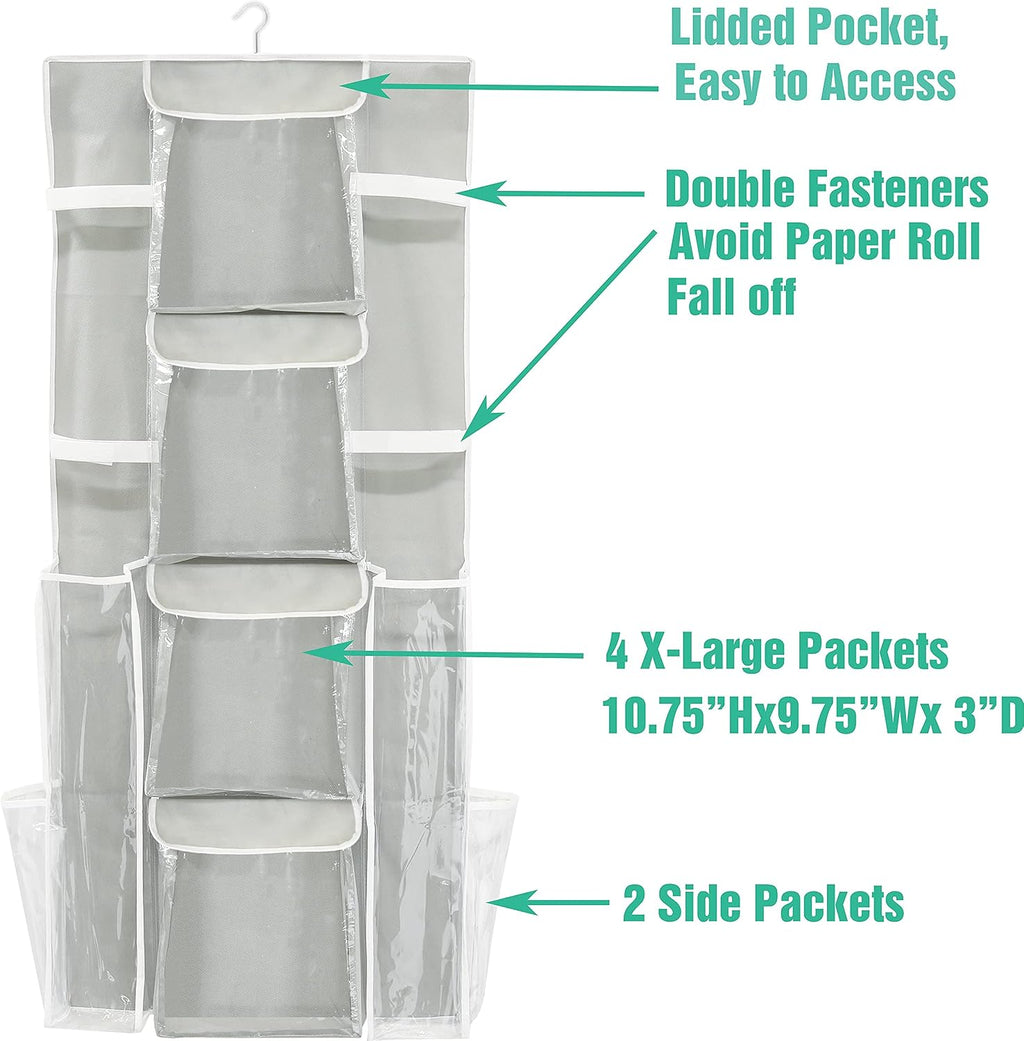 Simple Houseware Double-Sided Hanging Gift Wrap Organizer Storage Pockets, Gray (Set of 1)