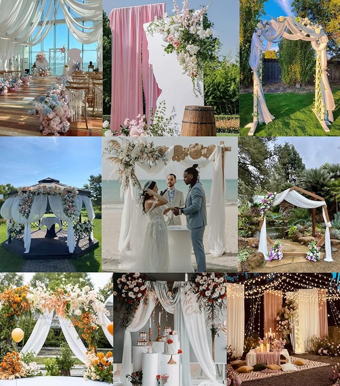 Burgundy Wedding Arch Draping Fabric 2 Panels 29" x 20 FT Red Drapes for Backdrop Sheer Curtains Wedding Drapes for Romantic Bridal Baby Shower Ceremony Birthday Party Fall Outdoor Events