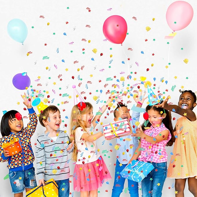 WILLBOND 3000 Pieces Happy Birthday Confetti Birthday Party Cake Confetti Metallic Foil Balloon Table Scatter Decorations for Carnival Baby Shower DIY Arts and Crafting