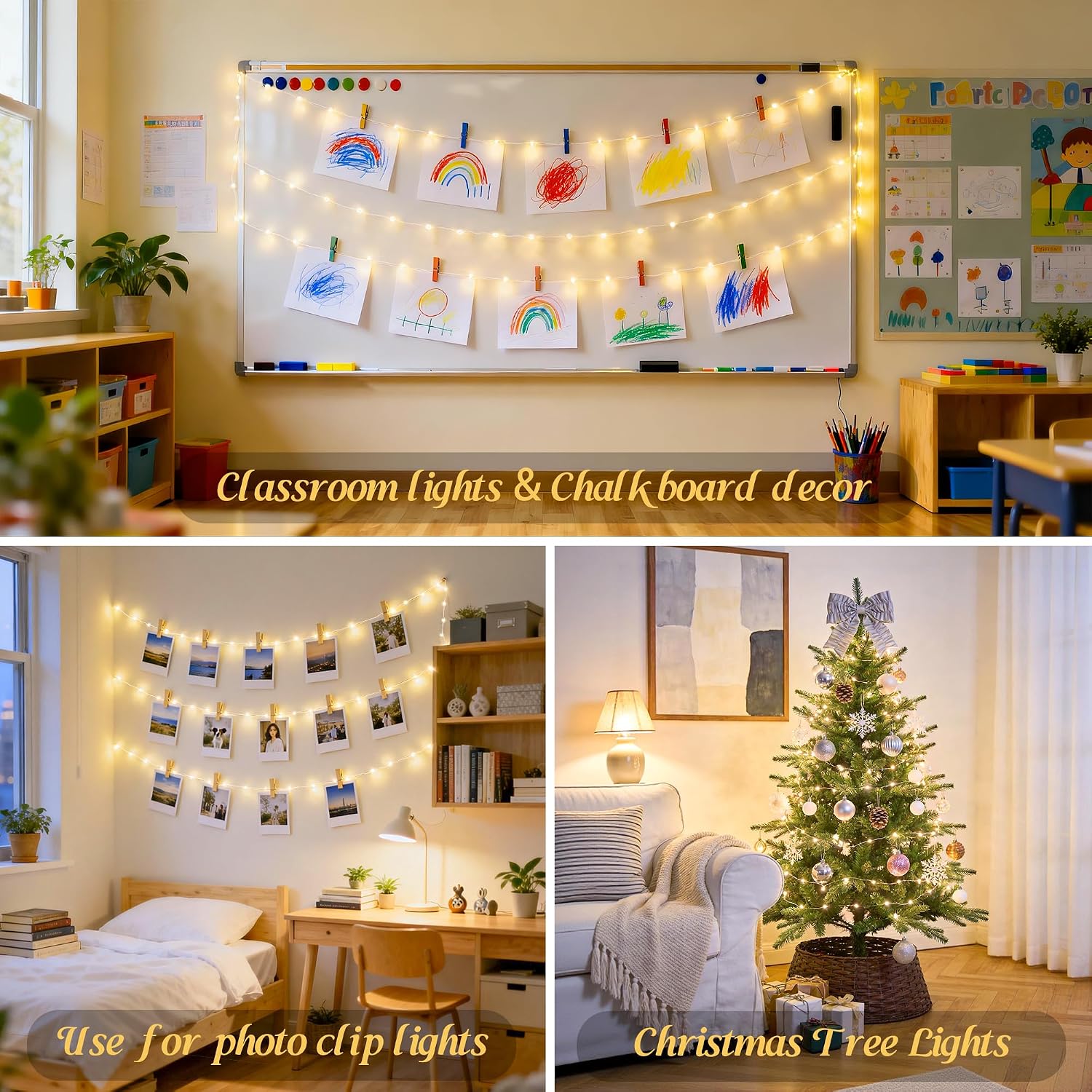 JMEXSUSS USB Fairy Lights for Bedroom,33ft 100 LED Classroom Lights Plug in | Mini Twinkle Lights with Remote,Indoor String Lights for Dorm Girl's Room Birthday Party Decor, Silver Wire, Warm White,Timer