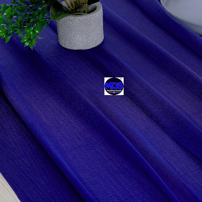 MDS 5 Pack 10ft Chiffon Table Runner 29 x 120 Inches Sheer Wedding Runner Romantic Rustic Table Runner for Wedding Decorations, Birthday Parties, Bridal Shower Party Arch Decor - Royal Blue
