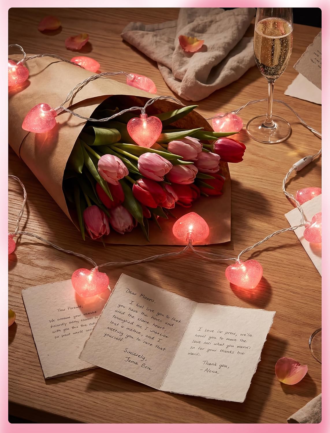 Valentine’s Day Heart String Lights Plug in, 8.5FT Pink LED Heart Lights for Indoor Outdoor Decor, Connectable Valentine Pink Fairy String with Soft Romantic Glow