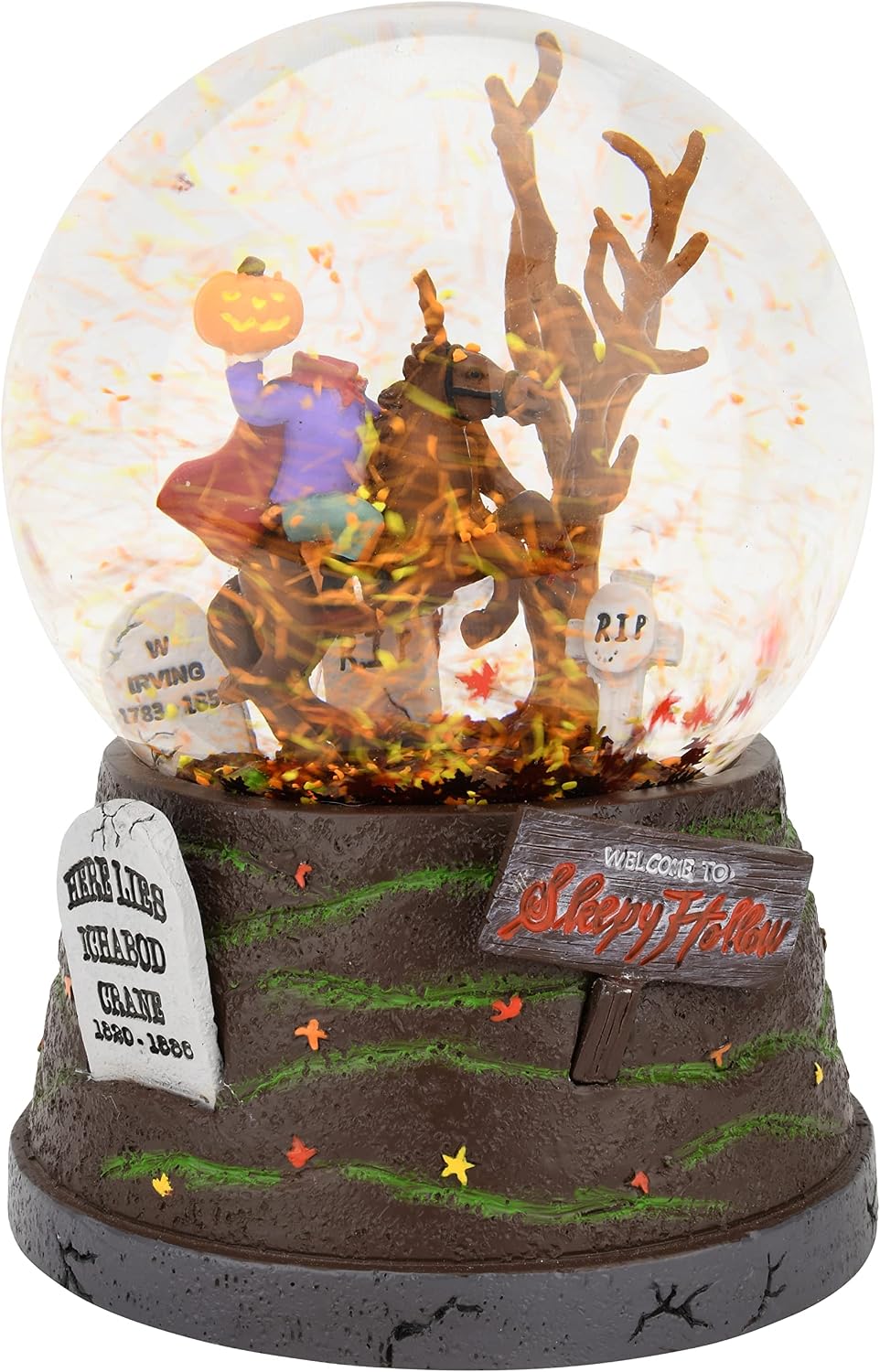 Tree Buddees Sleepy Hollow Fall Themed Headless Horseman Halloween Snow Globe - Large 6.5"
