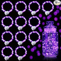Aogist 12 Pack Fairy Lights 3 Modes 7ft 20 LED Waterproof,Battery Operated Silver Wire Firefly Starry Moon Mini String Lights for Mason Jars Christmas Halloween DIY Crafts Wedding Party Bedroom,Purple