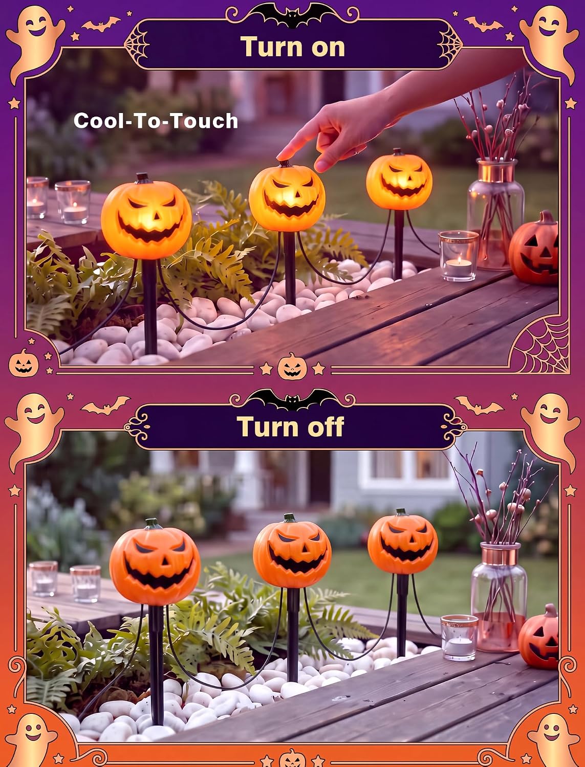 10.5FT Halloween Pumpkin Pathway Lights, 5PK LED Pumpkin Light Decor