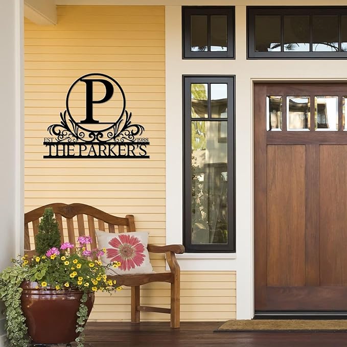 Custom Metal Signs Outdoor, Personalized Name Sign, Family Last Name Signs For Outside Home Decor, Monogram Outdoor Metal Sign Wall Art, Customized Wedding Housewarming Christmas Gifts