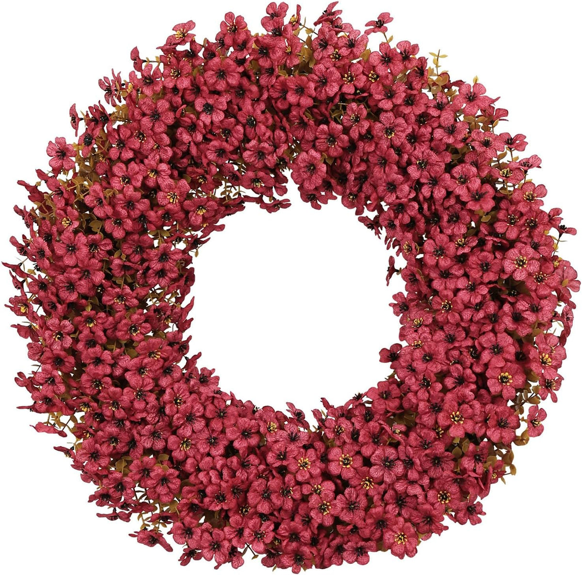 24" burgundy fall wreath for front door, artificial, main product view