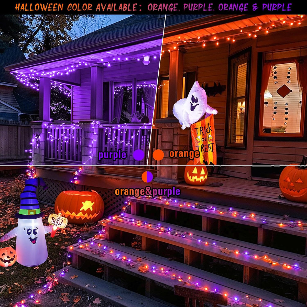 JMEXSUSS 168ft 600 LED Halloween Decor Lights Outdoor Clear Wire