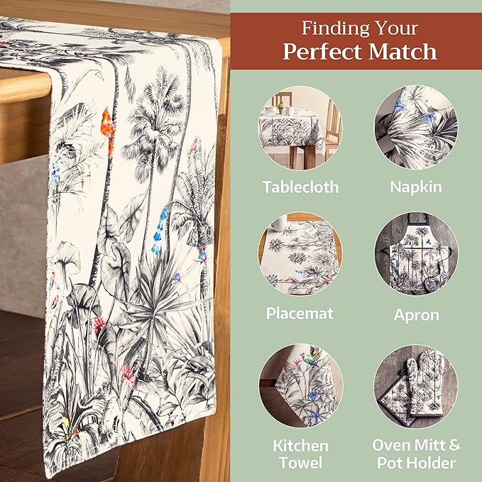 Maison d' Hermine Table Runner 100% Cotton Double Layer Table Runners 72 inches Long for Thanksgiving Christmas Decorations Home Kitchen Dining Party Wedding (Amazonia, 14.5" x 72")