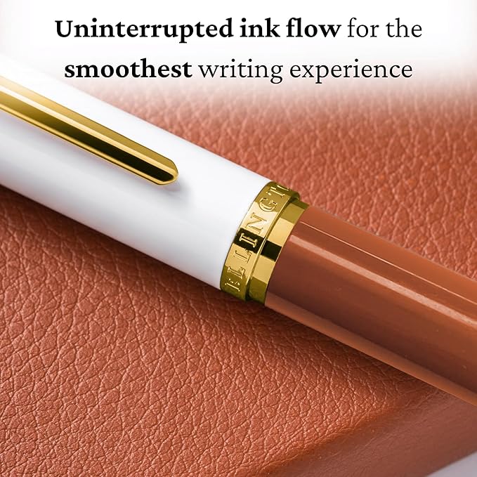 Ellington Pens Luxury Fountain Pen Set- Fountain Pens for Writing - Smooth Extra Fine Nib - Includes Refillable Ink Converter, 3 Ink Cartridges [Black & Blue], Gift Box - Elegant Calligraphy