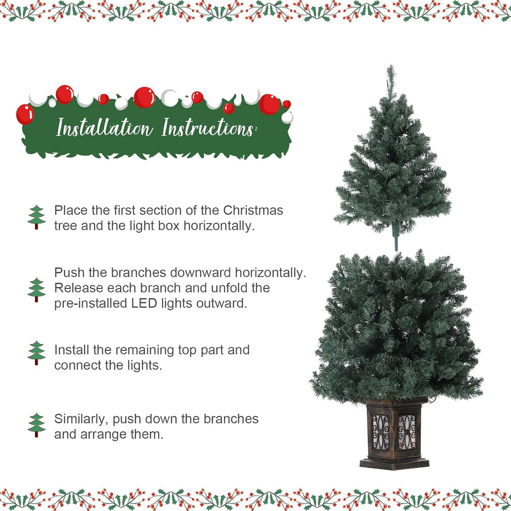 garveehome 4.5 ft artificial fiber optic christmas tree showing dimensions