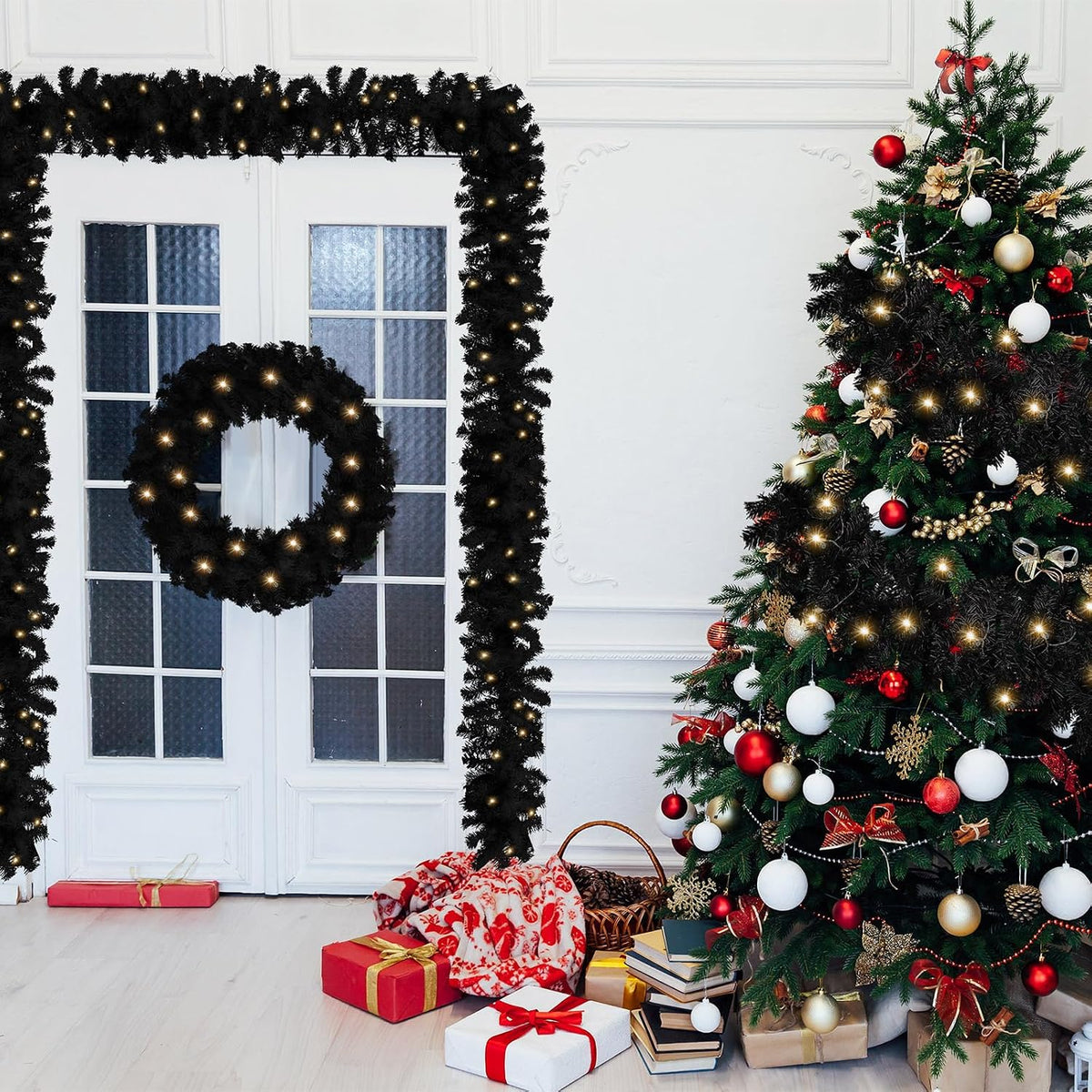 hotop 9 ft faux spruce artificial christmas garland, package contents