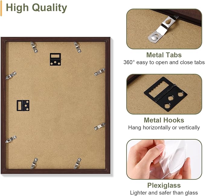 Vittanly 11x14 Collage Picture Frame, Displays 5Pcs 4x6 Pictures with Mat, Picture Frames Collage Wall Decor, Brown, 1 Pack