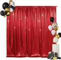 SquarePie Sequin Backdrop Less Transparent Background Sparkly Curtain for Wedding Christmas Party 6FT x 6FT Red