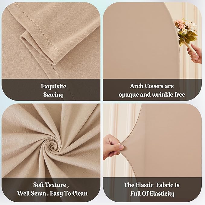 Nude Arch Backdrop Cover for Wedding, 7.2FT 6FT Set of 2 Stretchy Spandex Fitted Arch Stand Cover for Baby Shower, Birthday Party Decor, Chiara Backdrop Cover with Double-Sided Design