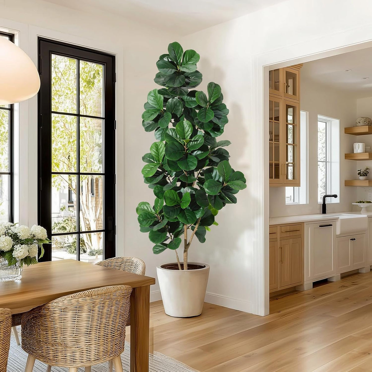 7 ft Fiddle Leaf Fig Tree Artificial with 141 Leaves - Realistic Faux Ficus L...