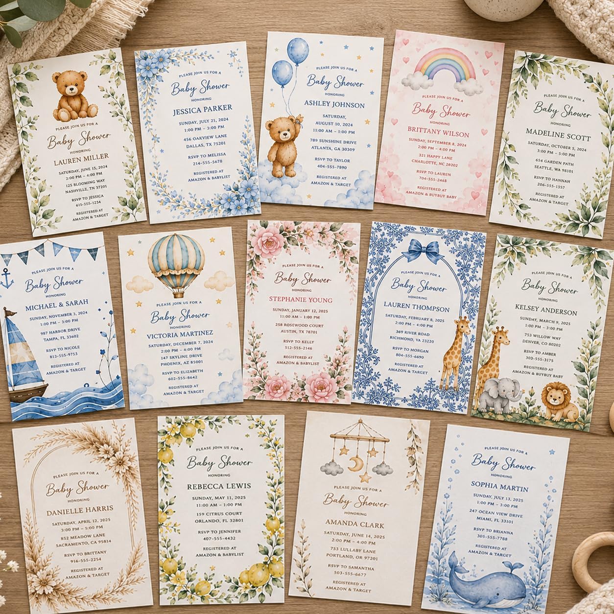 20-100 Custom Invitations with Envelopes, Personalized 5x7 Cards, Upload Your Own Design, Premium 18pt Cardstock, Birthday, Baby Shower, Wedding, Graduation, Save the Date, Thank You Cards