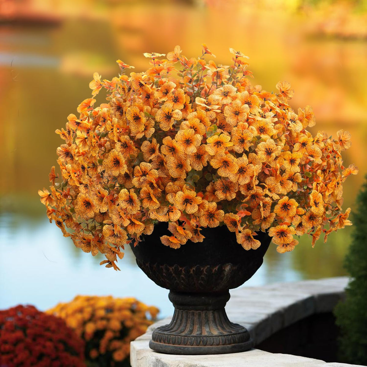 grunyia 16 bundles artificial fall flowers uv resistant shown in use