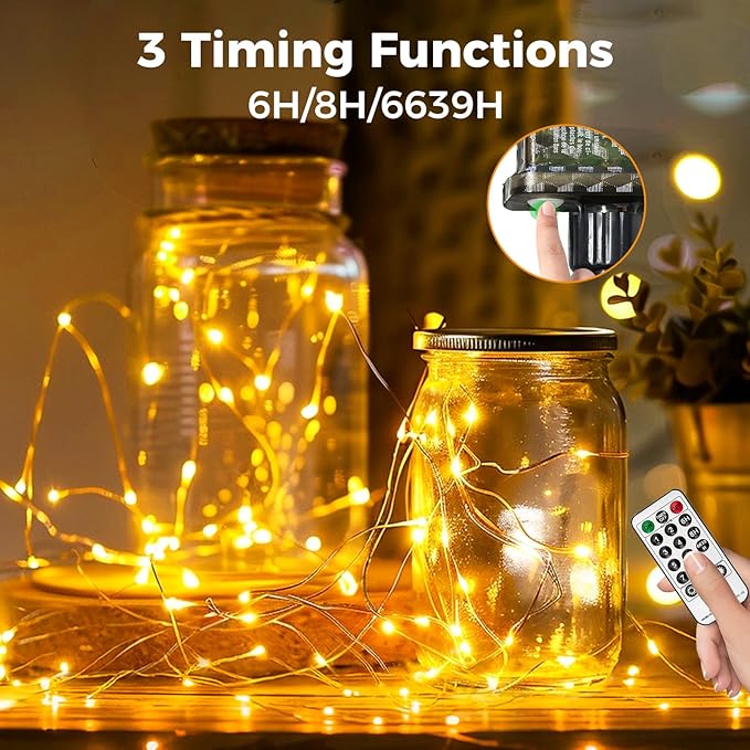 btfarm Fairy Lights Plug in with Remote, 66FT 200 LED Outdoor Twinkle Lights Waterproof with Timer, 8 Modes Indoor String Lights for Bedroom Patio Garden Wedding Christmas Decoration, Warm White