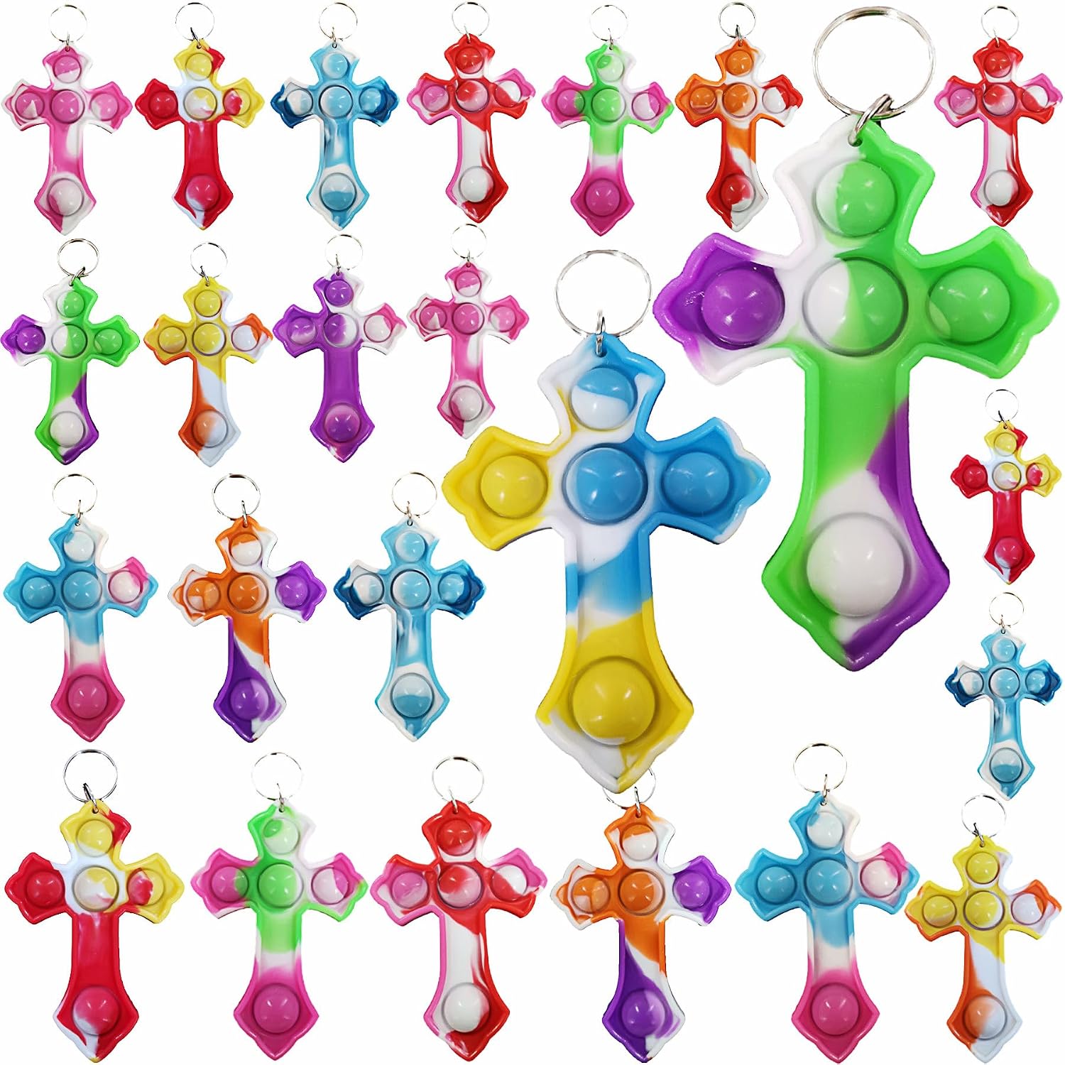 100 Packs Mini Backpack Pop Fidget Bubble Toys, Bulk Religion Cross Classroom Students Prizes Birthday Party Favors,Christian Worship Tool