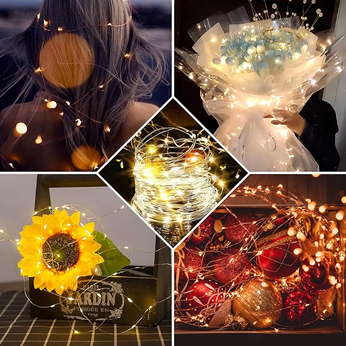12 Pack Fairy Lights 7Ft 20 LED Twinkle String Lights 3 Modes Battery Operated Waterproof Firefly Starry for Mason Jar Party Wedding Christmas Valentines Day Table Centerpieces,Warm White