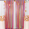 ShiDianYi Rainbow Backdrop Curtains 4FTX10FT Sequin Backdrops 2 Panels Colorful Backdrop for Parties, Birthday, Baby Shower, Studio, Photo Background