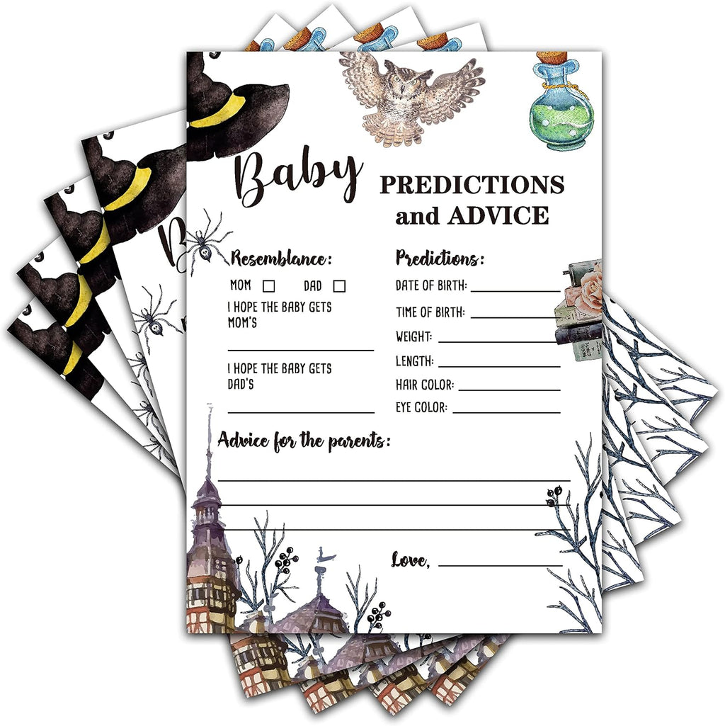 Magic School Baby Shower Party Game Baby Predictions and Advice Cards(30-Pack), Baby Gender Reveal Party Game Decoration Supplies(5"x7") - game-E01