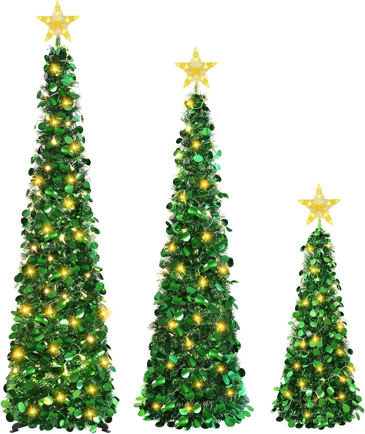 green pop up christmas trees with lighted top, main product view