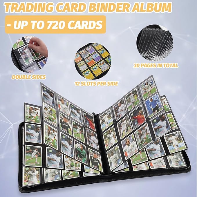 Trading Card Binder 12 Pocket, 720 Pockets Card Binders, Card Collection Binder, Card Album Folder for MTG, TCG, Sports Cards, Game Cards (Lake Blue)