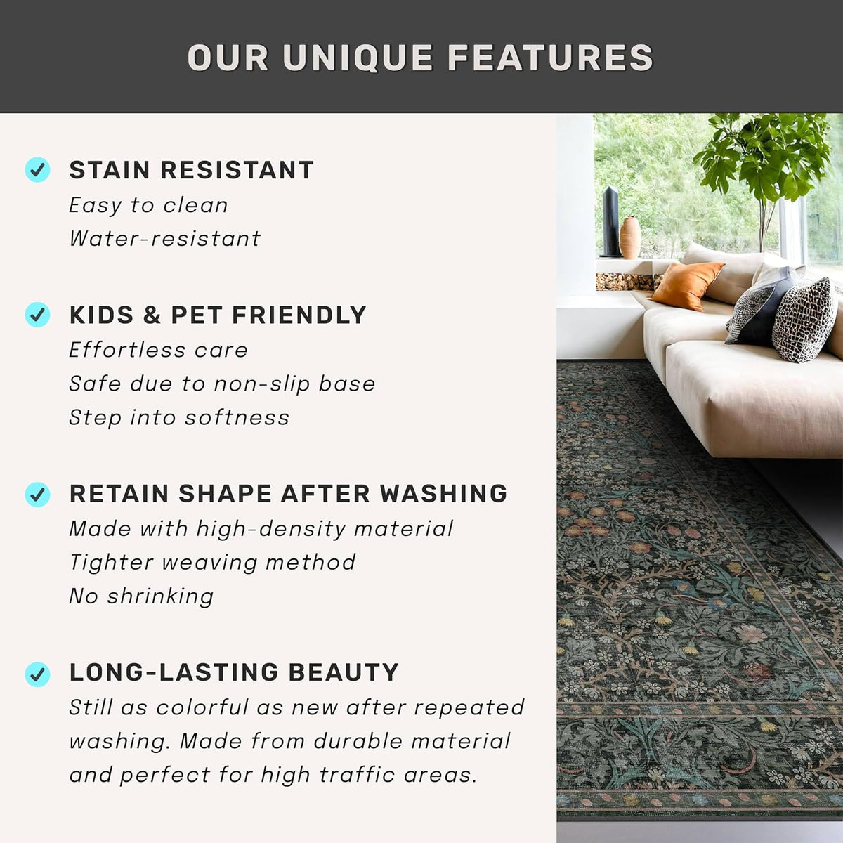 8ft Long Runners for Hallways Non Slip, 2'6" x 8' Floor Runner f...