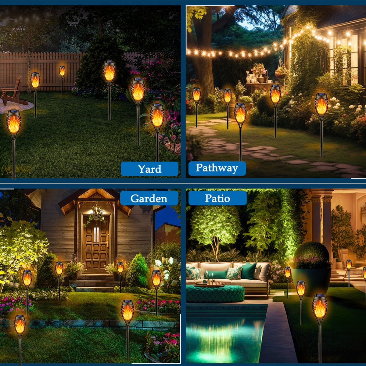 16Pack Solar Torch Lights Flickering Flame Solar Lights Outdoor Waterproof