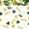 200PC Sage Green Baby Shower Confetti Green Gold Glitter Heart Table Confetti for Greenery Gender Neutral Baby Shower Decorations