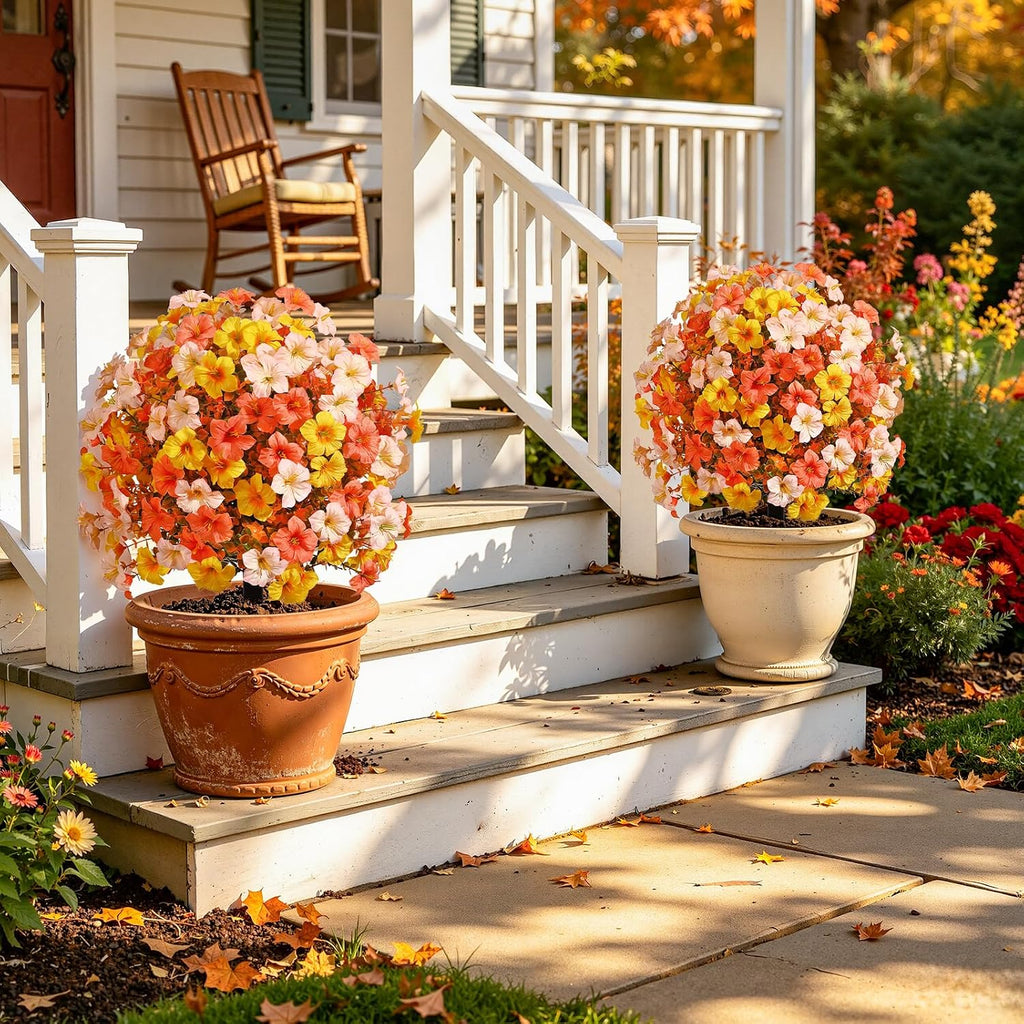 shareconn 2pcs artificial fall flowers for outdoors uv on a desk or shelf