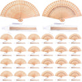 Qunclay 60Pcs Wooden Hand Fans Folding Wedding Fans for Guest Chinese Hollow Pattern with White Tassel and Gift Bag for Wedding Bridal Shower Birthday Party Favors Gift and Home Decor(Mixed Style)
