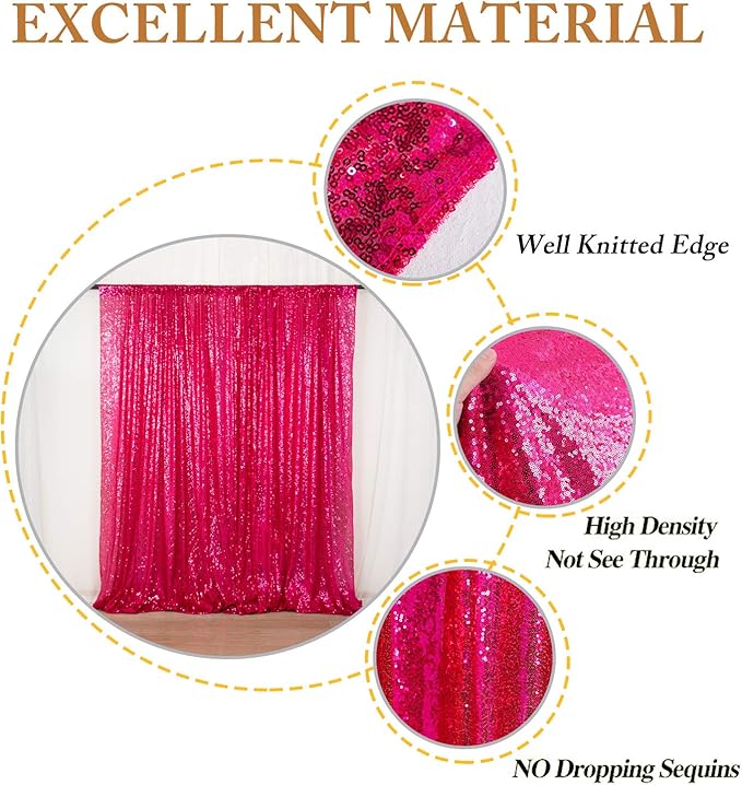ShinyBeauty 20FTx10FT Hot Pink Sequin Backdrop - Heavy Duty Fuchsia Fabric Curtain for Photography, Weddings, Birthday Parties & Baby Showers